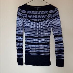 White House Black Market Black and Gray Patterned Sweater
